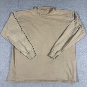 Pluma Vintage Long Sleeve T-Shirt Mens XL Tan Heavyweight Cotton 90s Made In USA